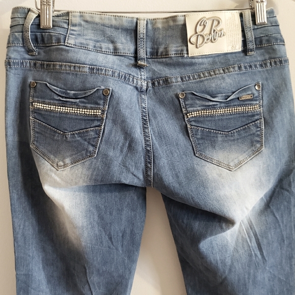 Original Denim Distressed Rhinestone Faded Jeans Women Size 42 eur - Picture 10 of 12